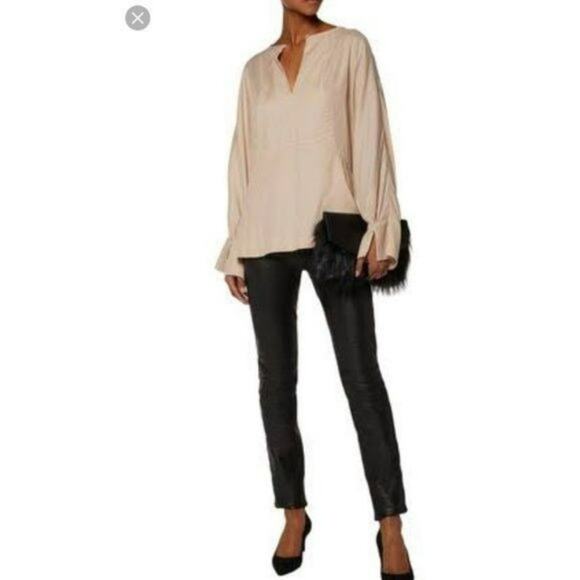 IRO Blush Keyhole Abeille Blouse Flare Sleeve Size 16W - Picture 8 of 8